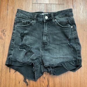 Faded black ripped shorts, size 2